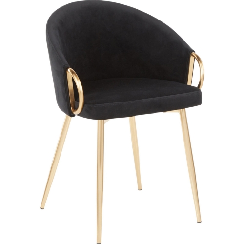 Claire Dining Chair in Black Velvet & Gold Metal